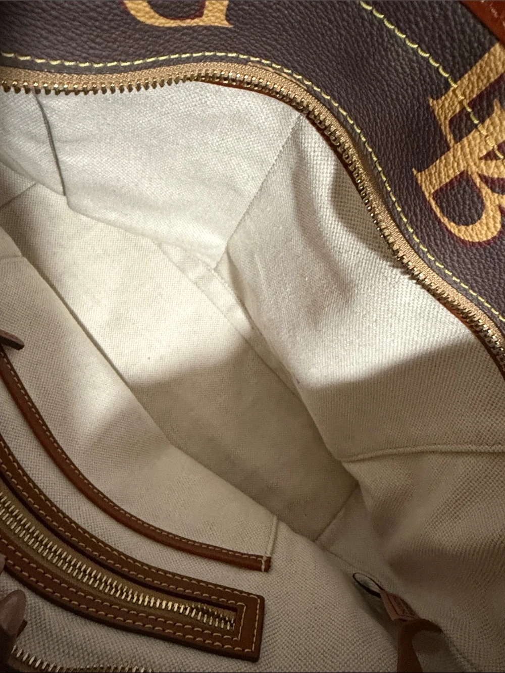Dooney & Bourke Brown Tote with Tan Trim